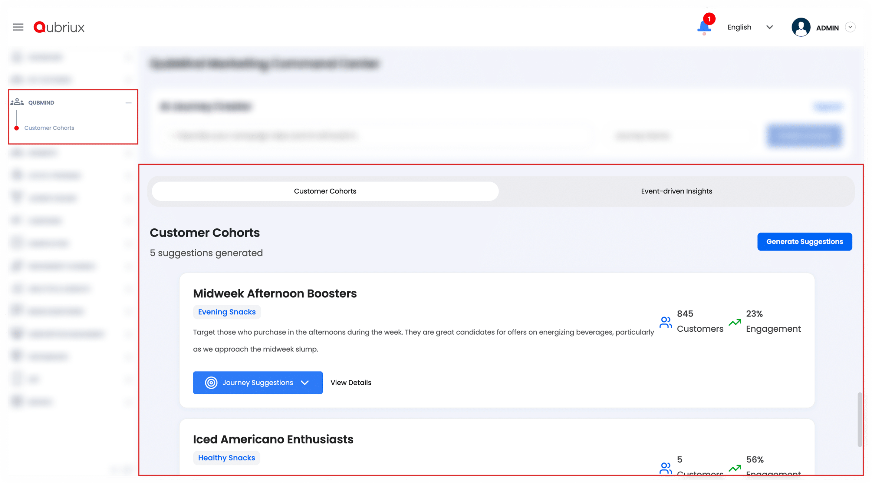 QubMind Customer Cohorts and Segments